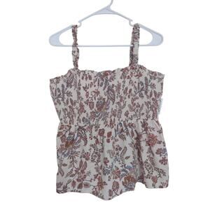 Old Navy Floral Top XL Bohemian Milkmaid Casual Summer Smocked Dainty‎ Fairy